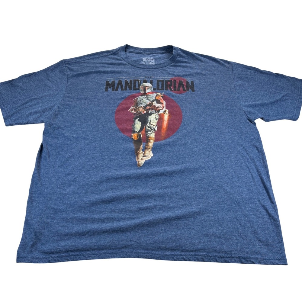 Mad Engine The Mandalorian T-Shirt‎ Mens 2XL (XL Fit) Blue Star Wars Graphic